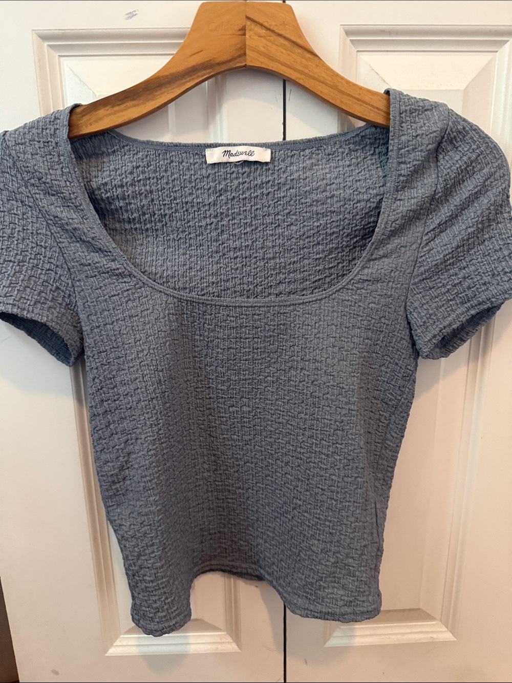 Madewell Dusty Blue Textured Scoop Neck Tee